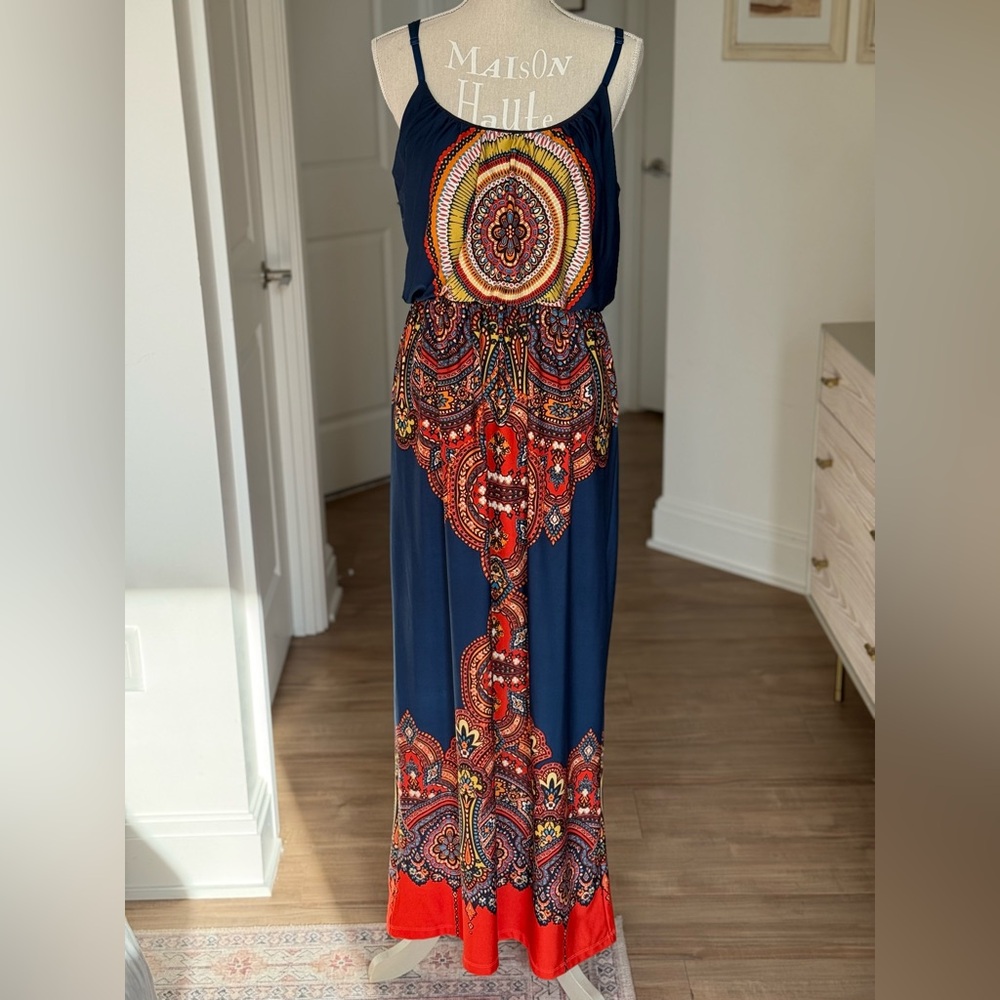 Bailey Blue Vibrant Maxi Dress - Navy and Red